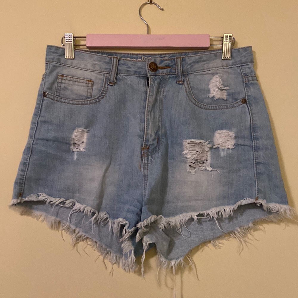 Machine ripped high rise Jean shorts